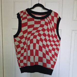 VSTR Red and White Checkered Men's Sweater Vest